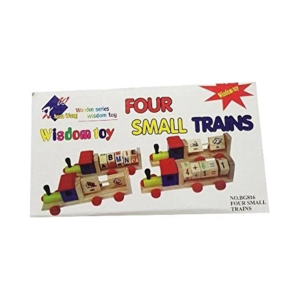 Fashion Seven 4 Mini Wooden Train Toys For Children - Educational Wooden Toy