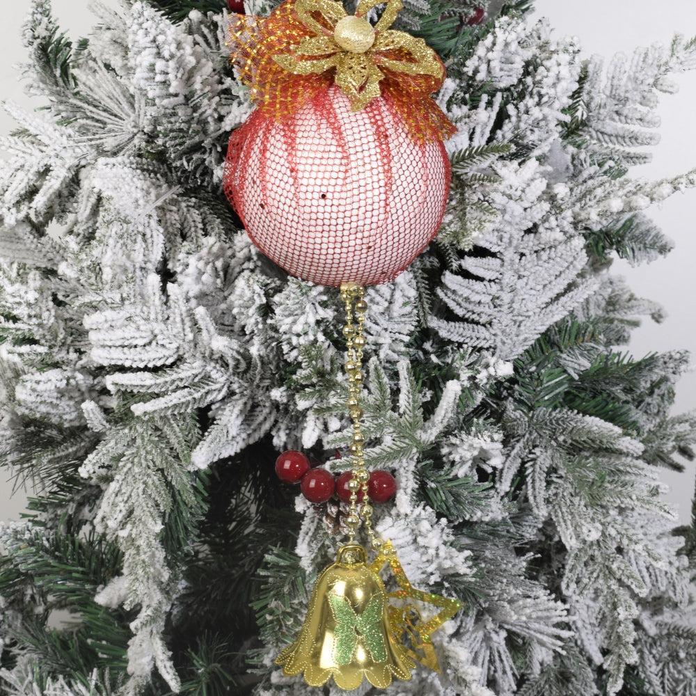 Festive Christmas Tree Ornament with Bells and Bow