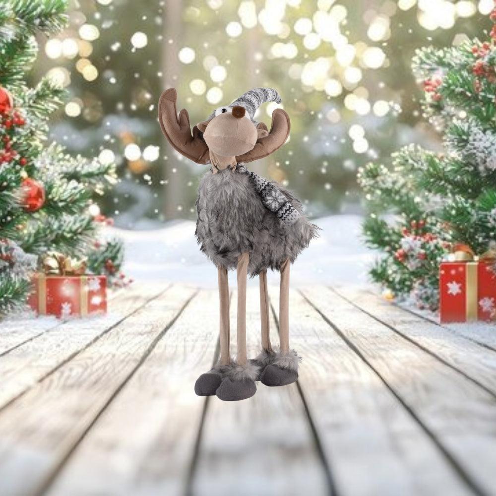 Festive Plush Moose Decoration 30Cm