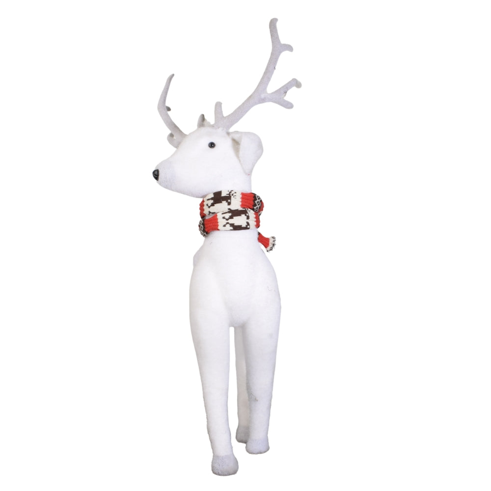 Festive White Reindeer Christmas Decoration