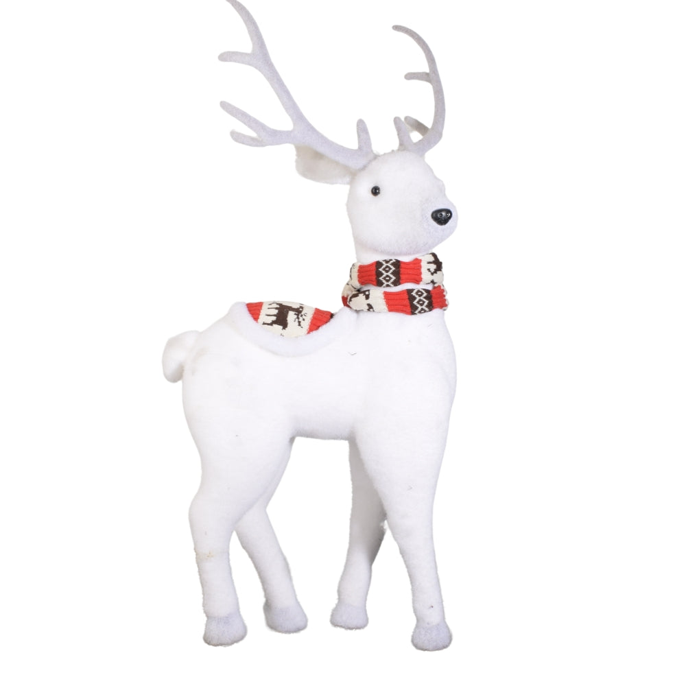 Festive White Reindeer Christmas Decoration