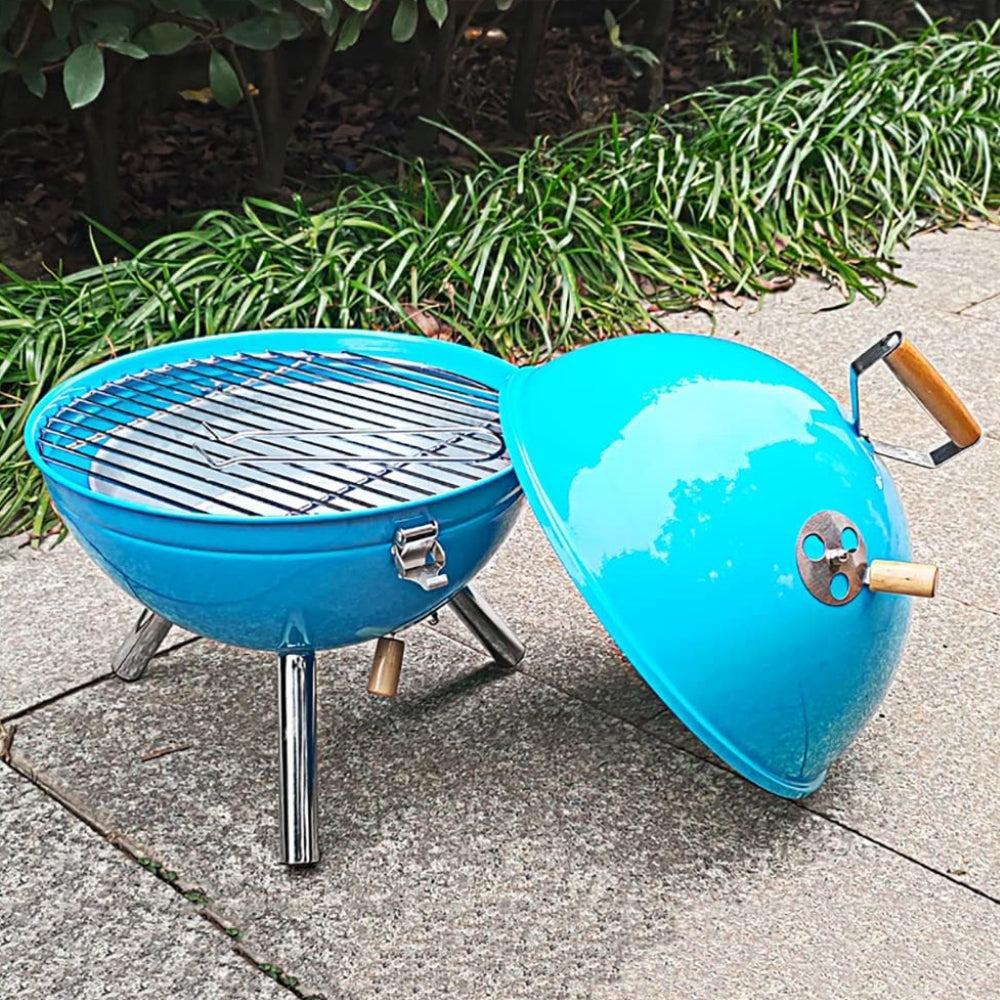 Flora Best Outdoor Indoor Football Shape Compact BBQ Barbecue Grill Folding Portable