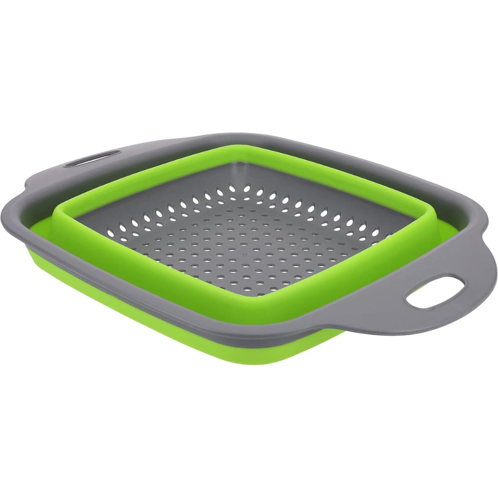 Foldable Kitchen Colander with 22 cm Diameter Square GreenGrey