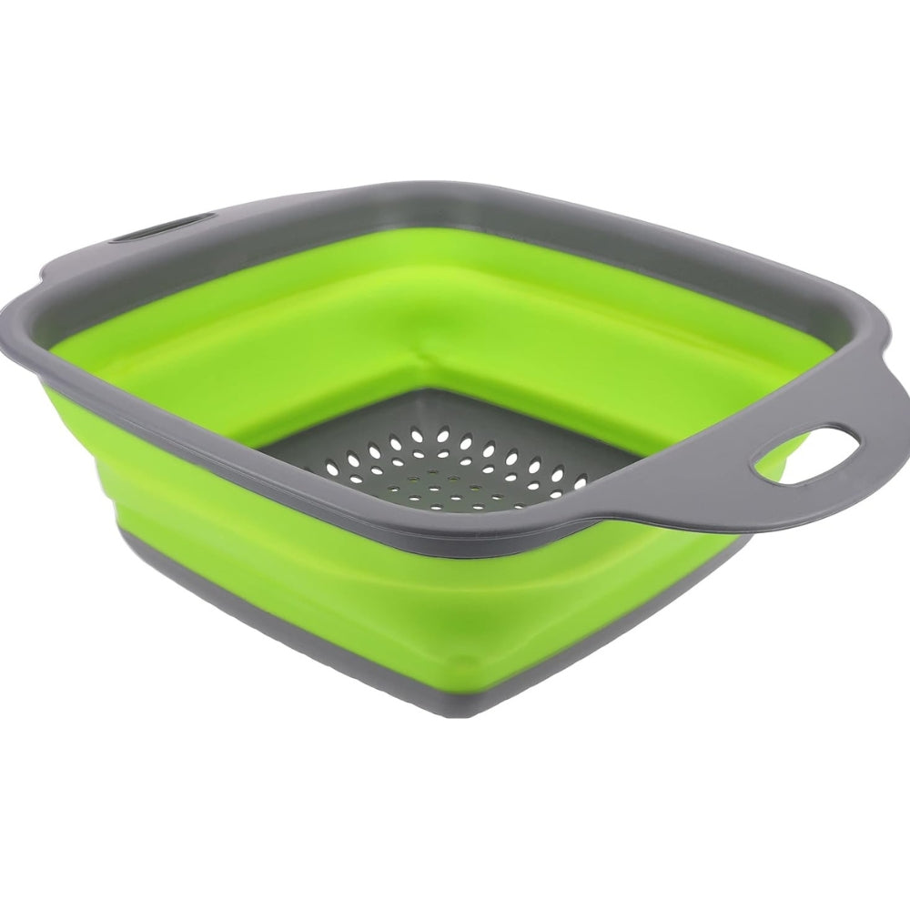 Foldable Kitchen Colander with 22 cm Diameter Square GreenGrey