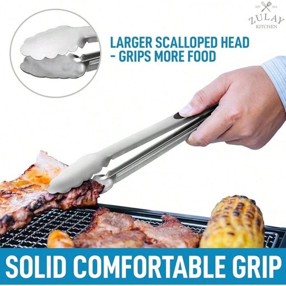 Food Tongs Set Non-Stick Stainless Steel Cooking Tongs With Locking Design