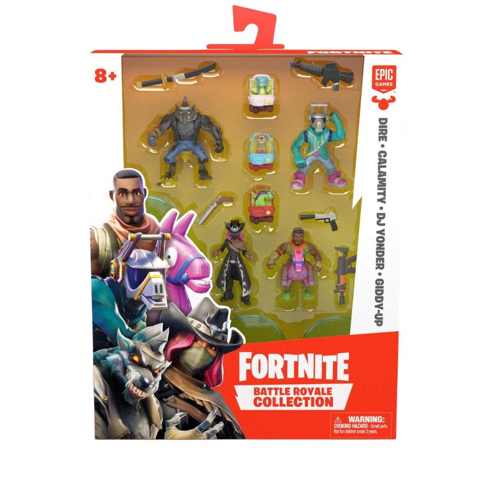 Fortnite Battle Royale Collection: Squad Pack – Dire, Calamity, DJ Yonder & Giddy-Up Mini Action Figures