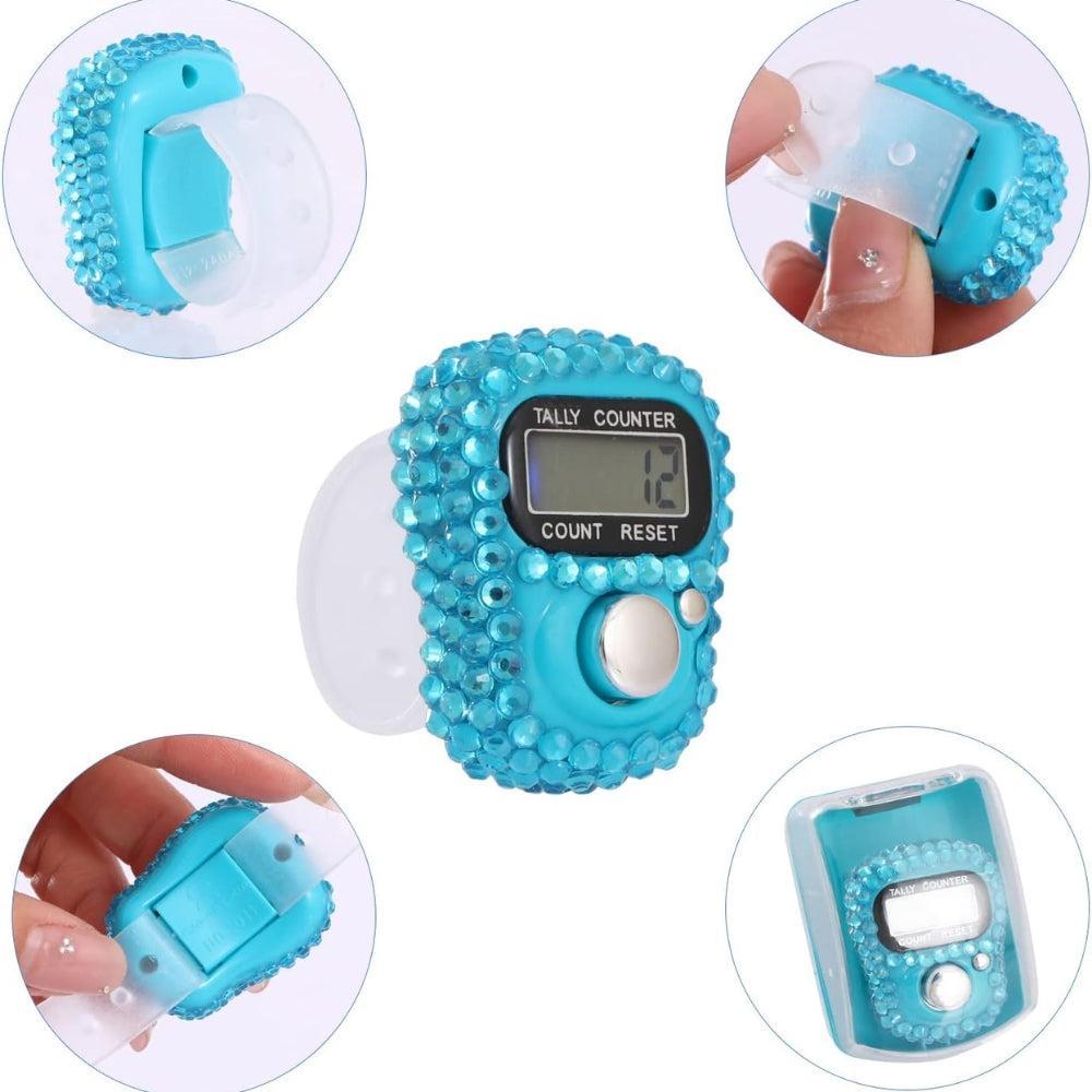 Fracon Digital LCD Electronic Tally Counter, Handheld Finger Ring Tapping People Counter strass design