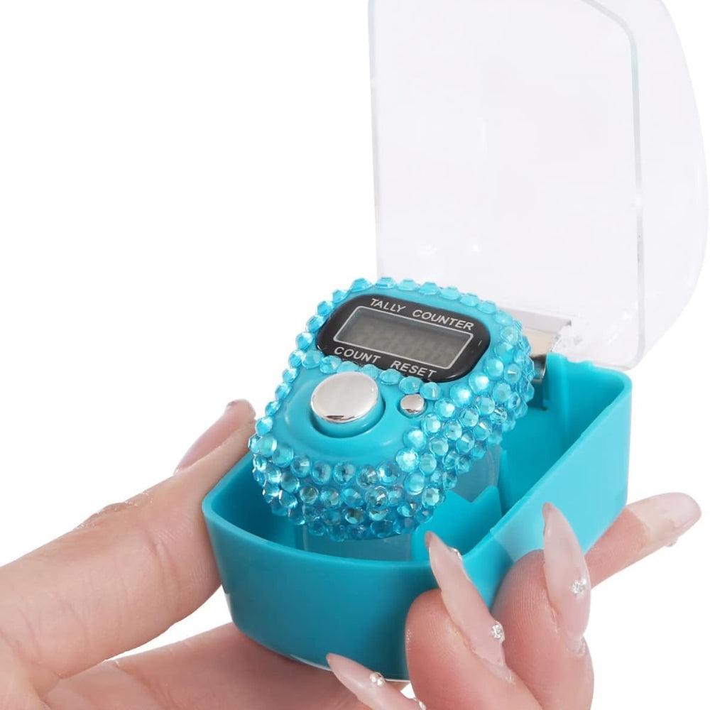 Fracon Digital LCD Electronic Tally Counter, Handheld Finger Ring Tapping People Counter strass design