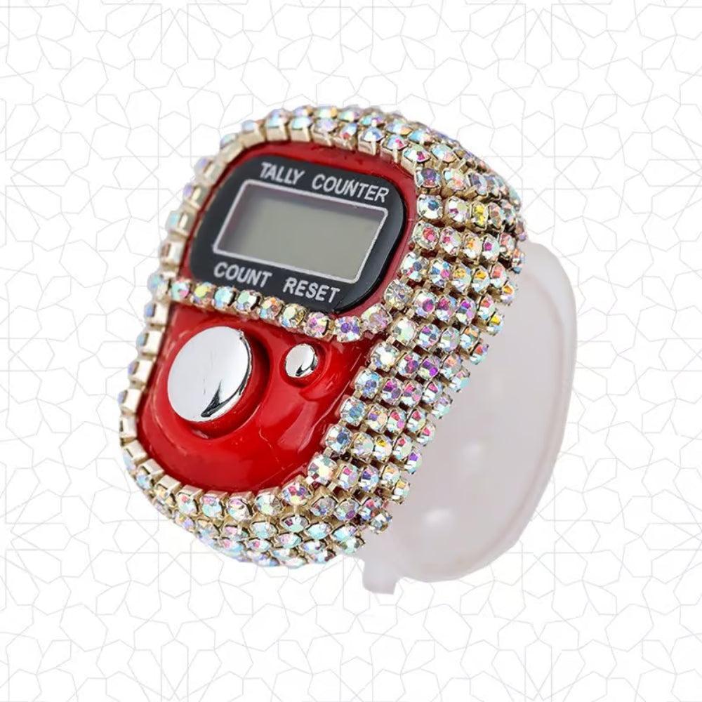 Fracon Digital LCD Electronic Tally Counter, Handheld Finger Ring Tapping People Counter strass design