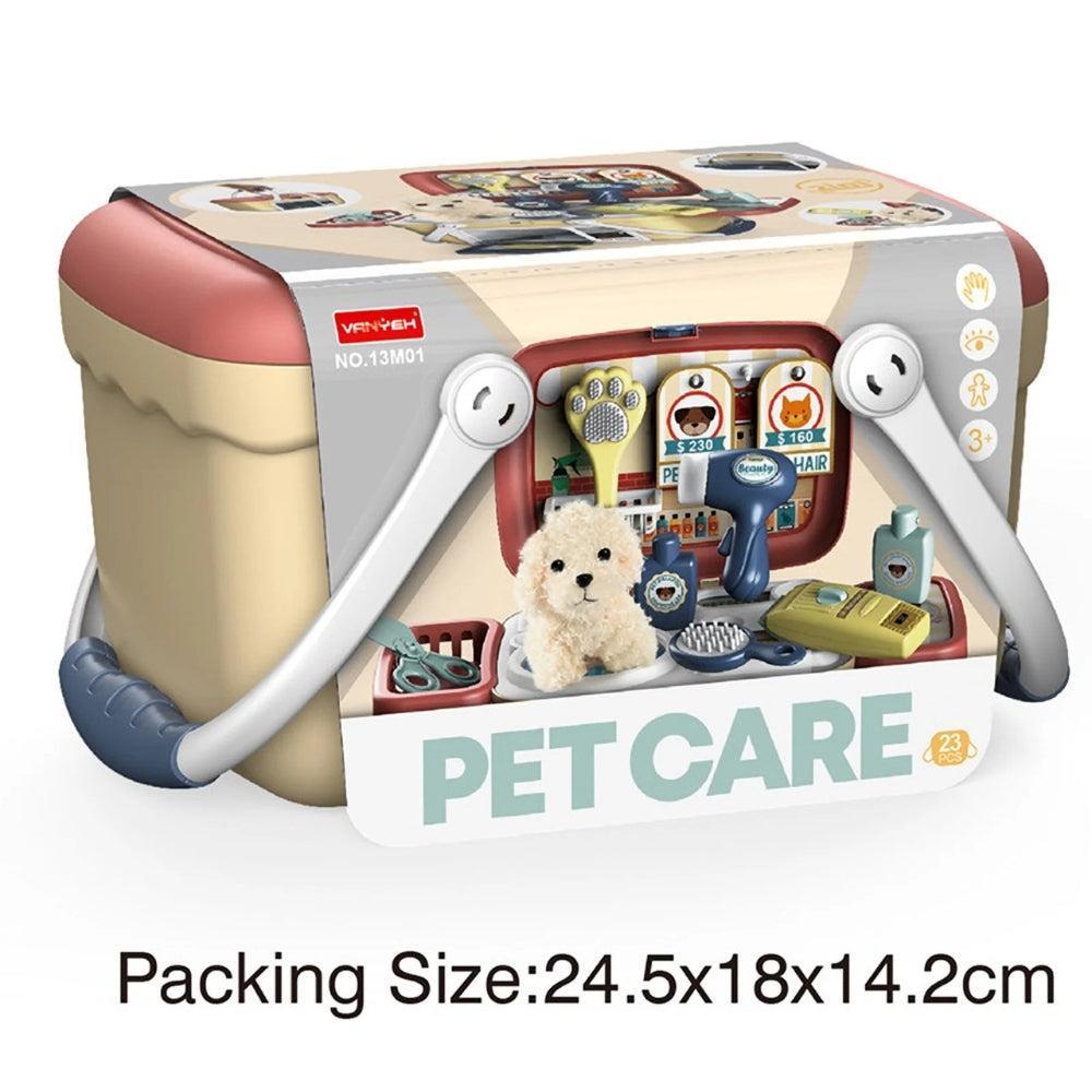 Fridja Pet Care Play Set Dog Grooming Kit with Backpack Doctor Set Vet Kit Educational Toy Pretend Play for Toddlers Kids Children
