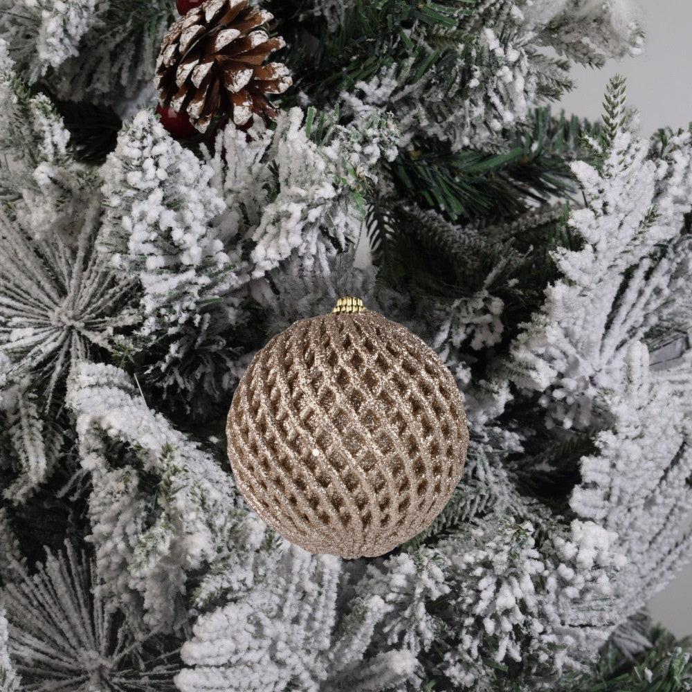 Frosted Gold Ornament on Christmas Tree 6Pcs