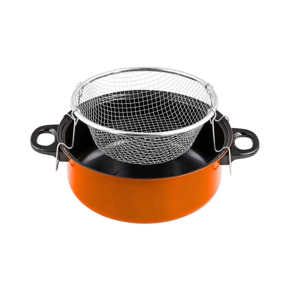Fryer Deep Fat Frying Basket Pot Set Manual Deep Fryer, Steamer And Cooker (Size:24 cm)