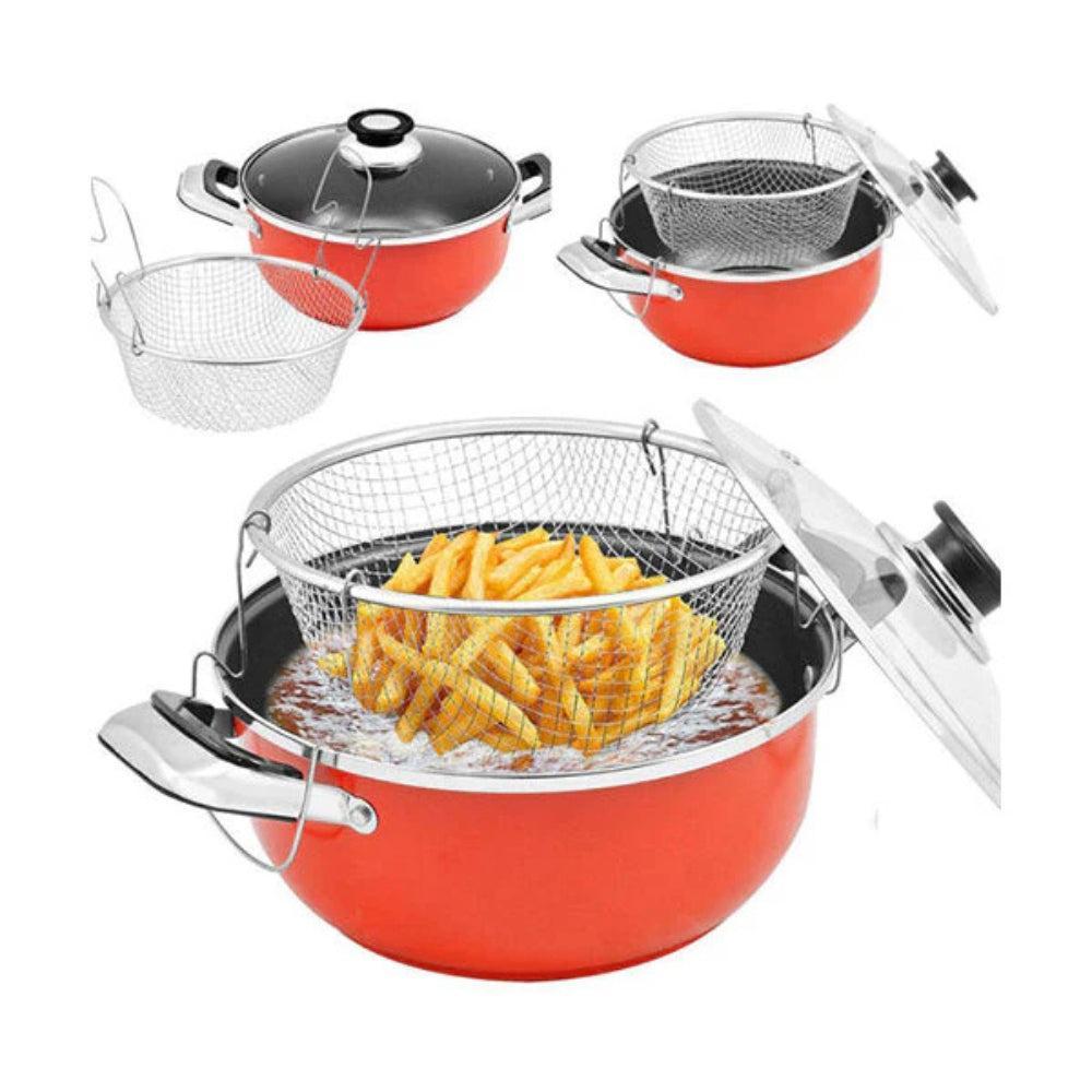Fryer Deep Fat Frying Basket Pot Set Manual Deep Fryer, Steamer And Cooker (Size:24 cm)