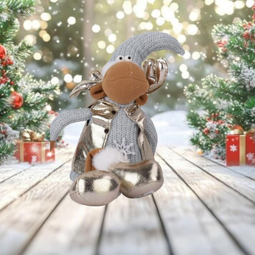 Funoasis Handmade Reindeer Stuffed Plush, Christmas Elk Doll Standing Moose