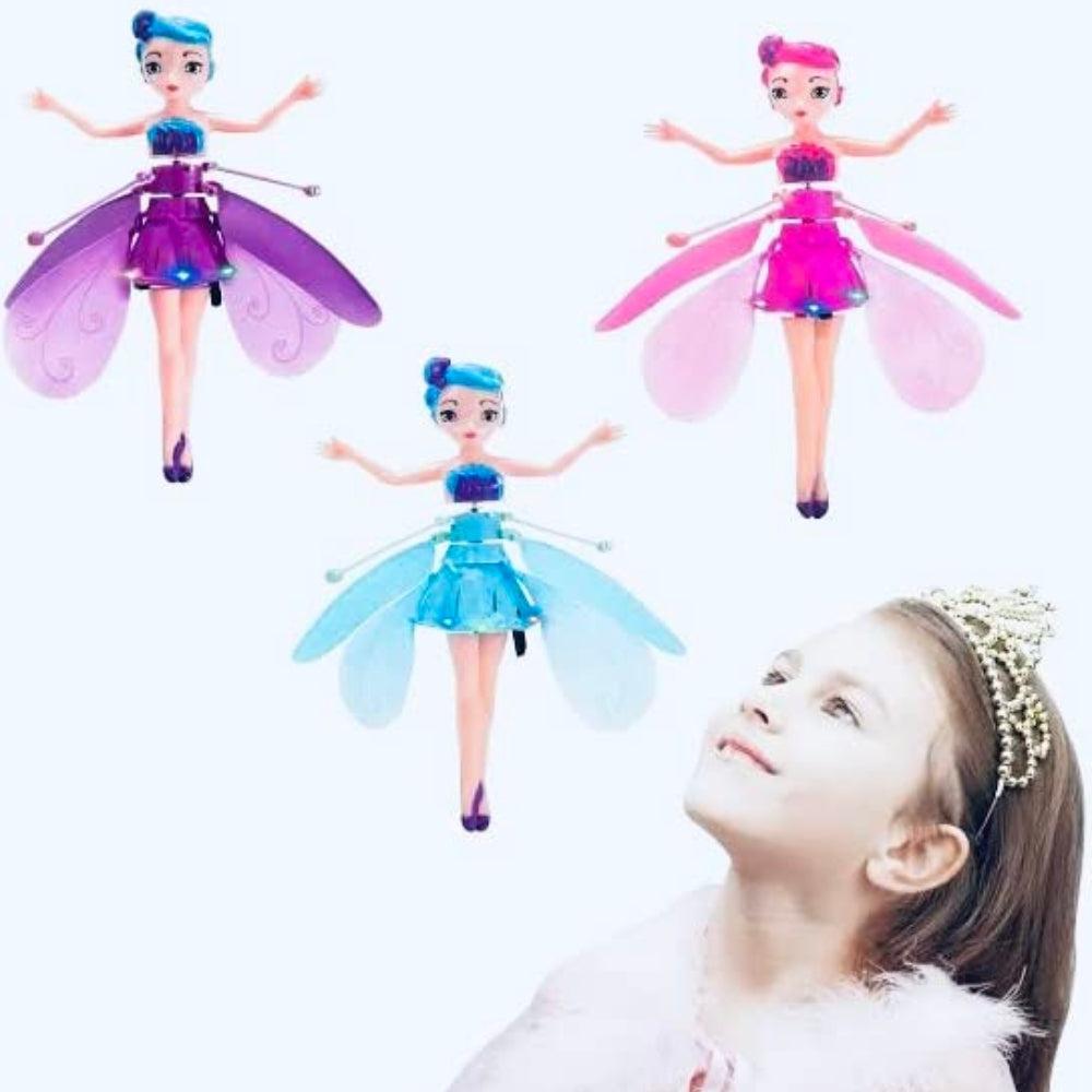 GES Magic Flying Fairy Princess Doll Sky Dancer Flying Butterfly Elf Doll Infrared Induction Flying Light Up Toy Playing Game Fairy Remote Control