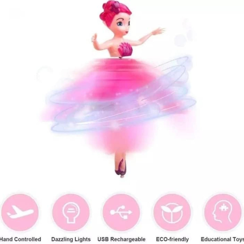 GES Magic Flying Fairy Princess Doll Sky Dancer Flying Butterfly Elf Doll Infrared Induction Flying Light Up Toy Playing Game Fairy Remote Control
