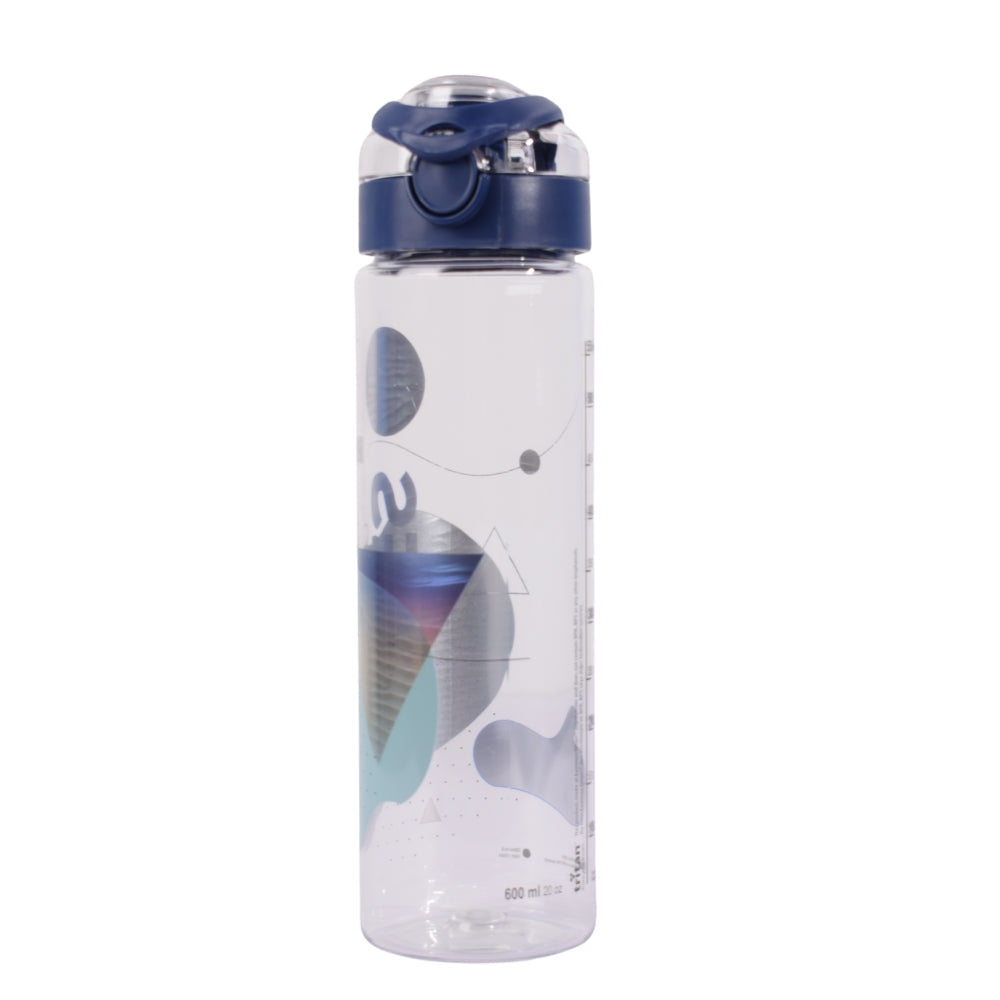 Geometric Design Water Bottle – 600ml (Navy Lid)