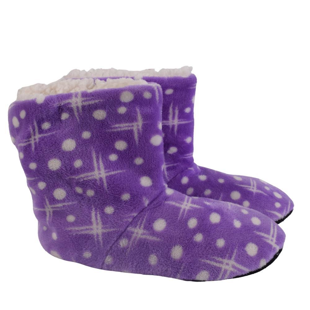 Geometric Dot Fleece Slipper Boots