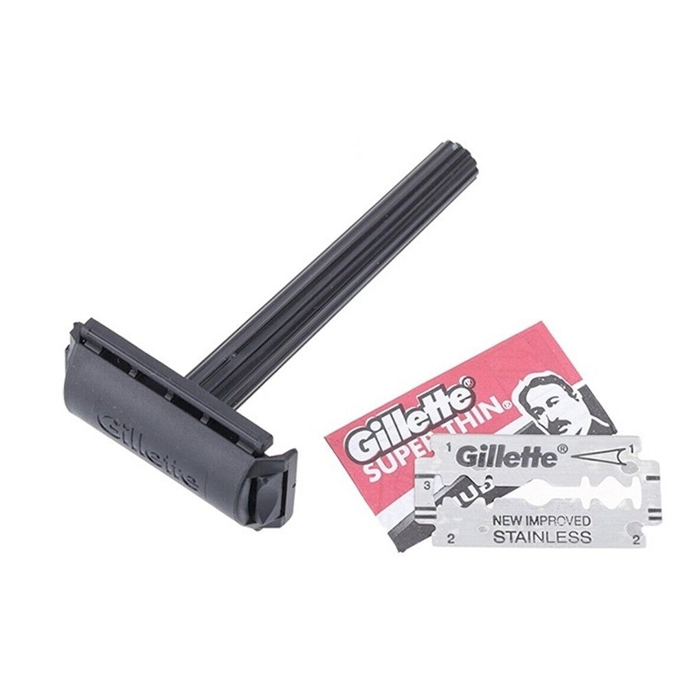 Gillette Super Click Hair Shaving Safety Razor Thin Blade Vintage For Easy Neat
