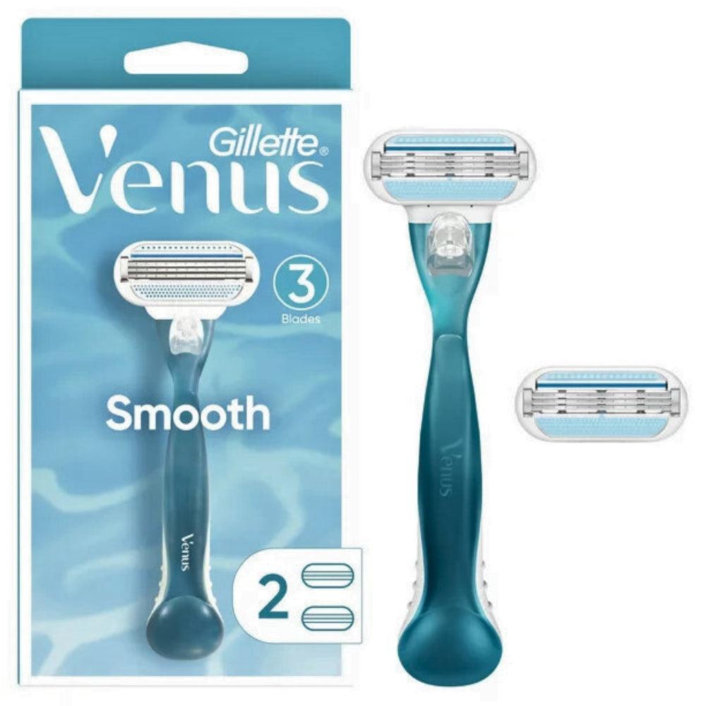 Gillette Venus Smooth Women's Razor Handle With 2 Blade Refills 2 Pcs