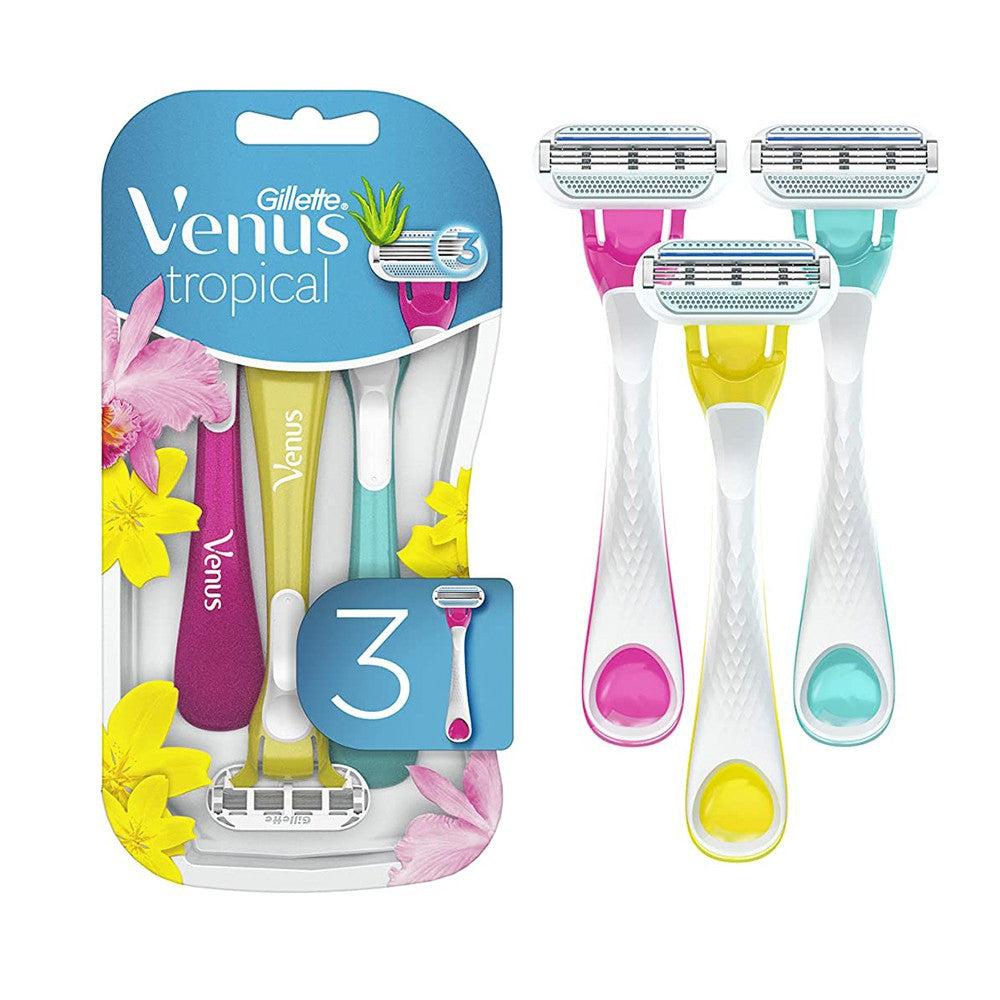 Gillette Venus Tropical Disposable Razors For Women 3 Pcs Tropical Fragrance Scented Handles