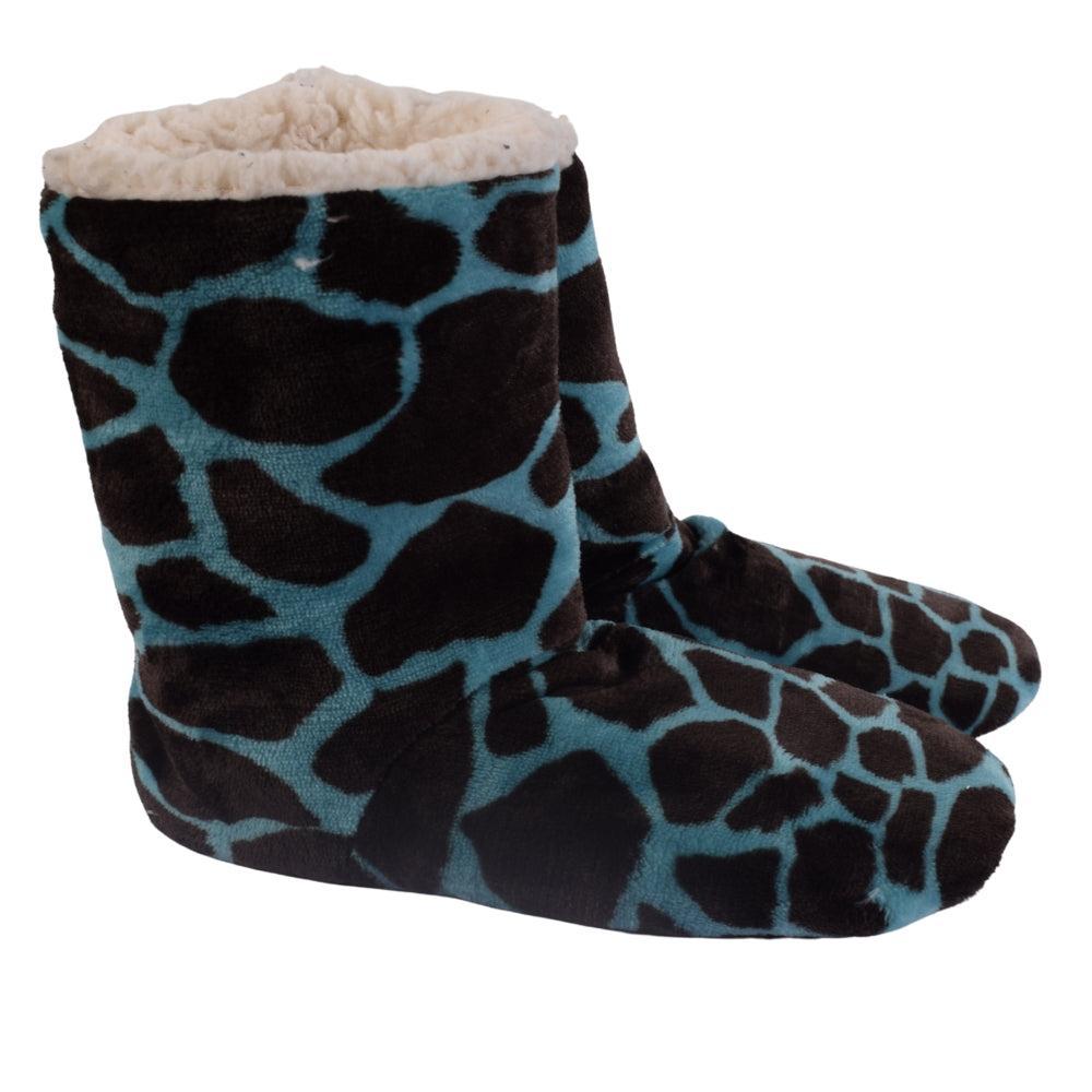 Giraffe Print Fleece Slipper Boots
