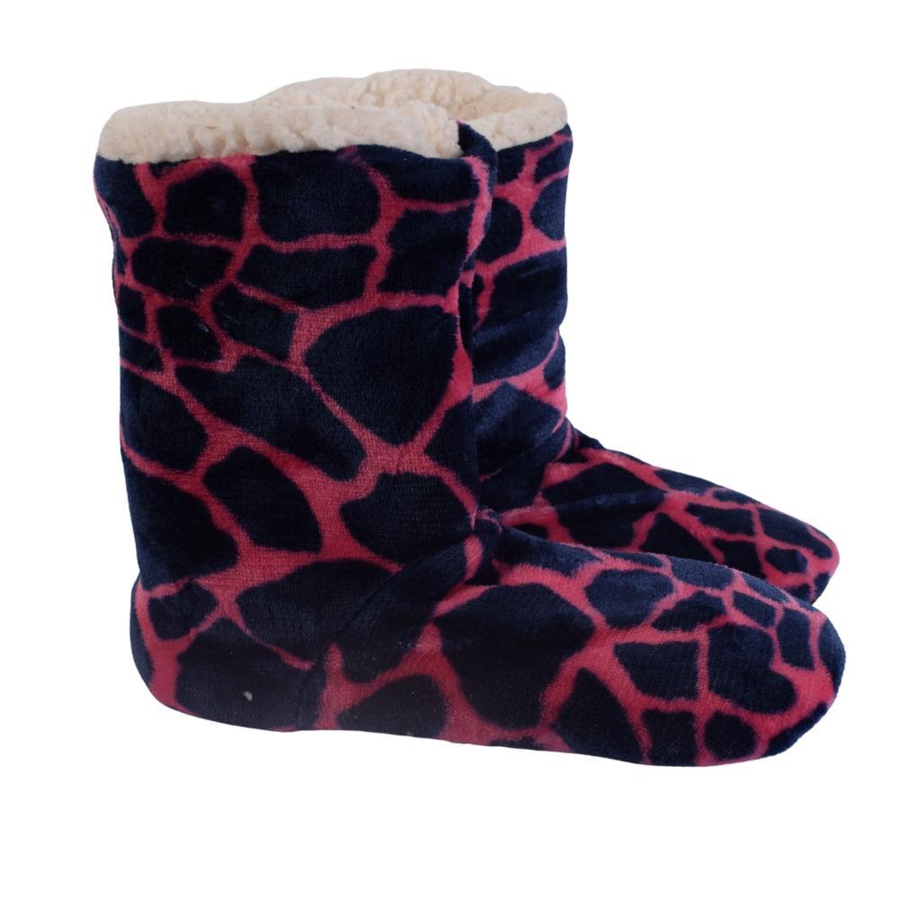 Giraffe Print Fleece Slipper Boots
