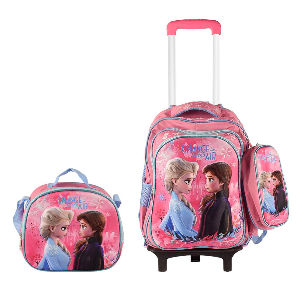 Girly 3PCS Detachable Rolling Backpack for Girls With Lunch Bag Pencil Case 2Wheels Roll