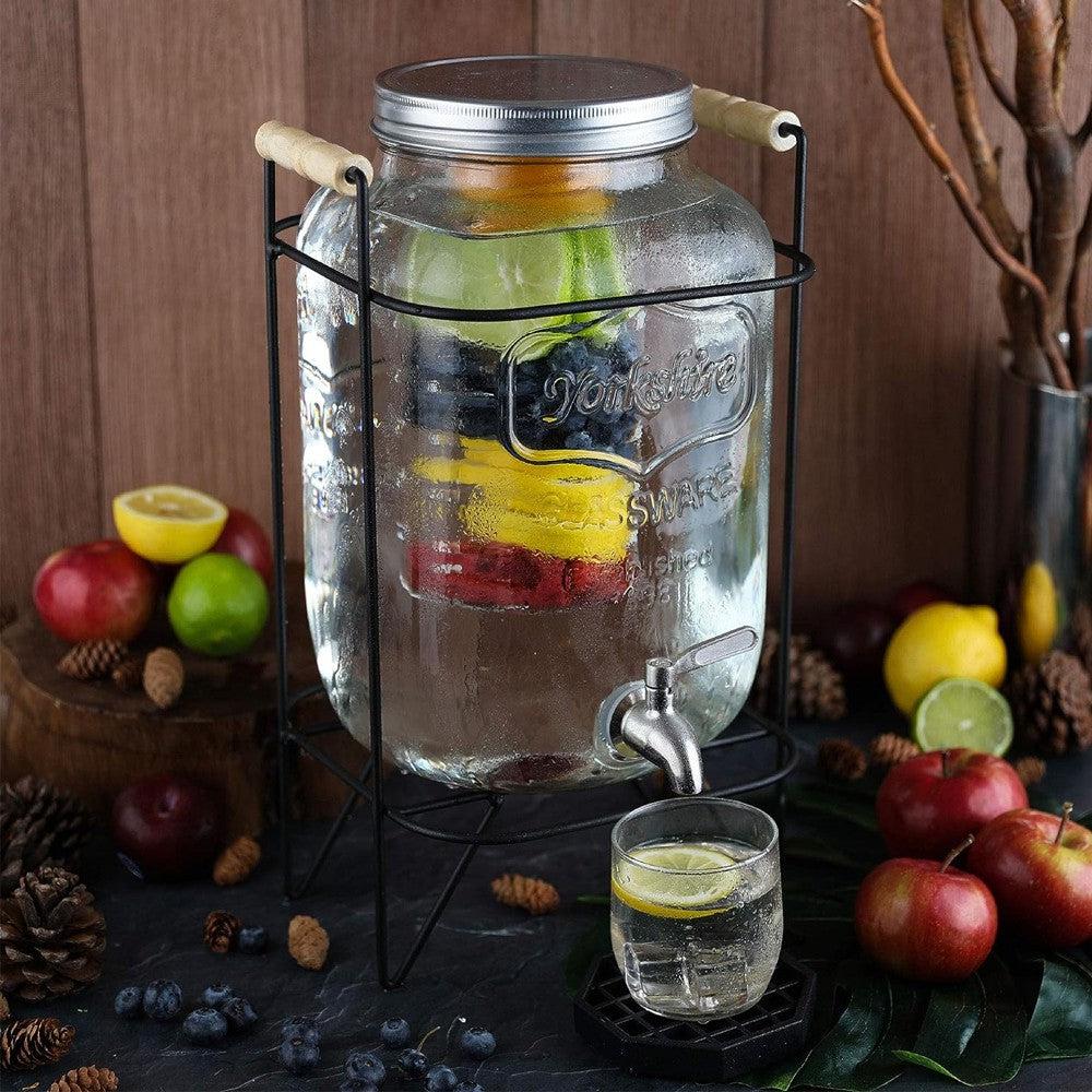 Glass Dispenser Jar With Rack 8L