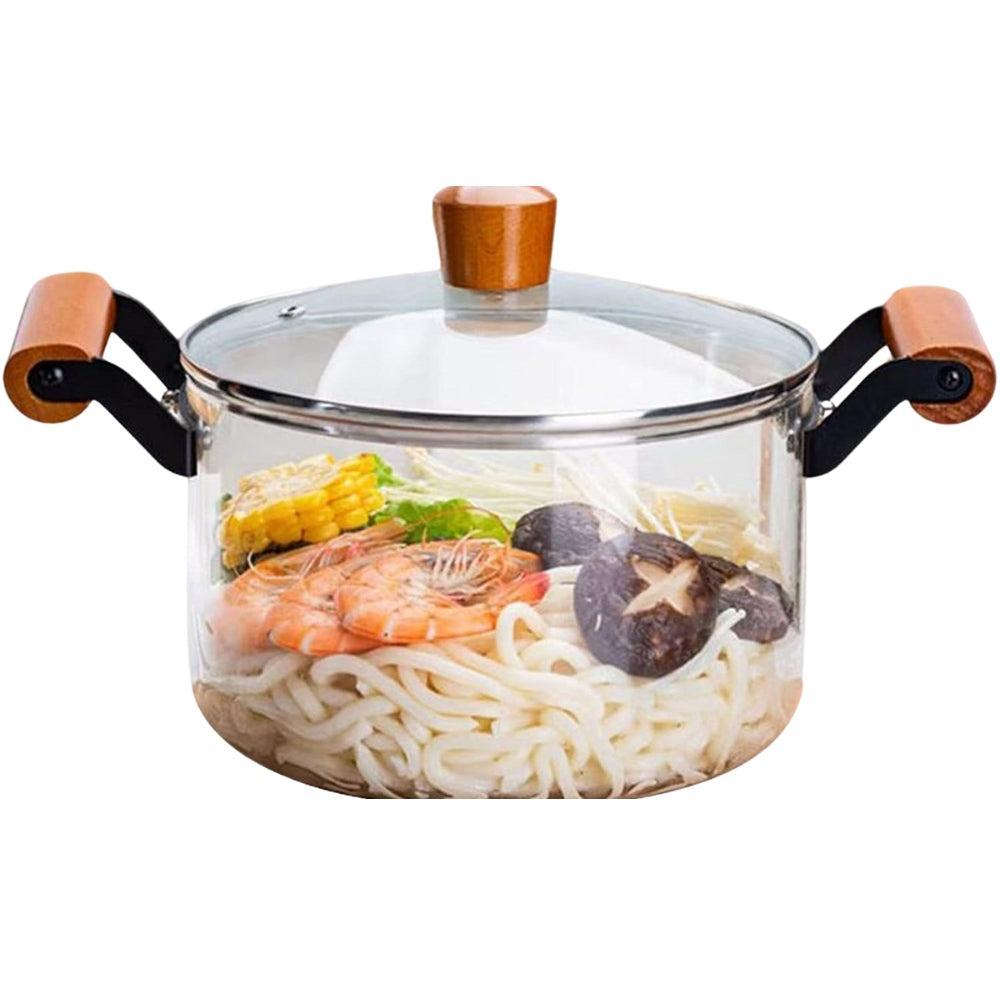 Glass Saucepan with Cover, 3.8L128 FL OZ Heat-Resistant Glass Stovetop Pot, Saucepan Set Glass Cookware Set Cooktop Safe for Pasta Noodle, Soup, Milk,Clear