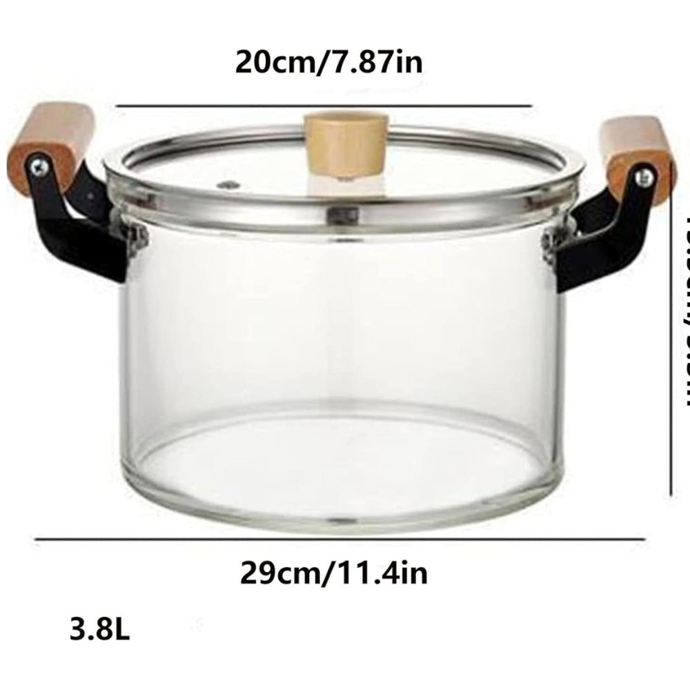 Glass Saucepan with Cover, 3.8L128 FL OZ Heat-Resistant Glass Stovetop Pot, Saucepan Set Glass Cookware Set Cooktop Safe for Pasta Noodle, Soup, Milk,Clear