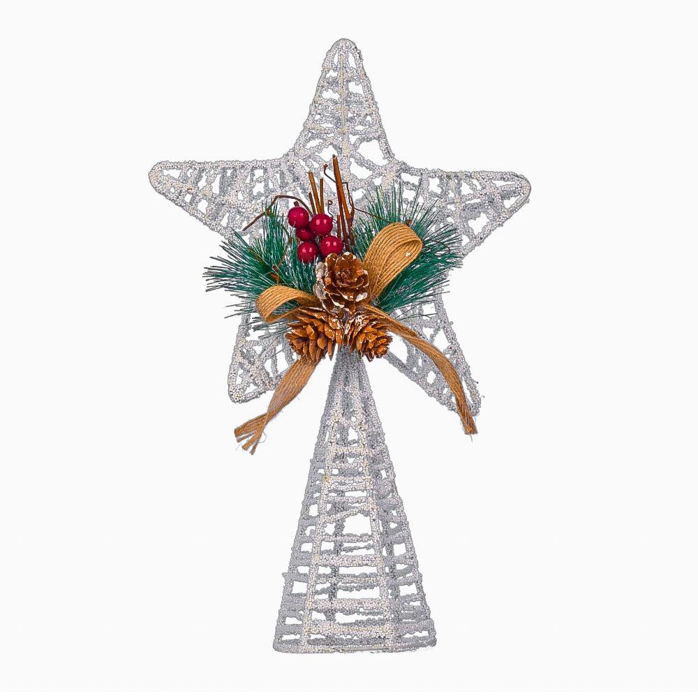 Glitter Metal Christmas Tree Topper Hallow Wire Star