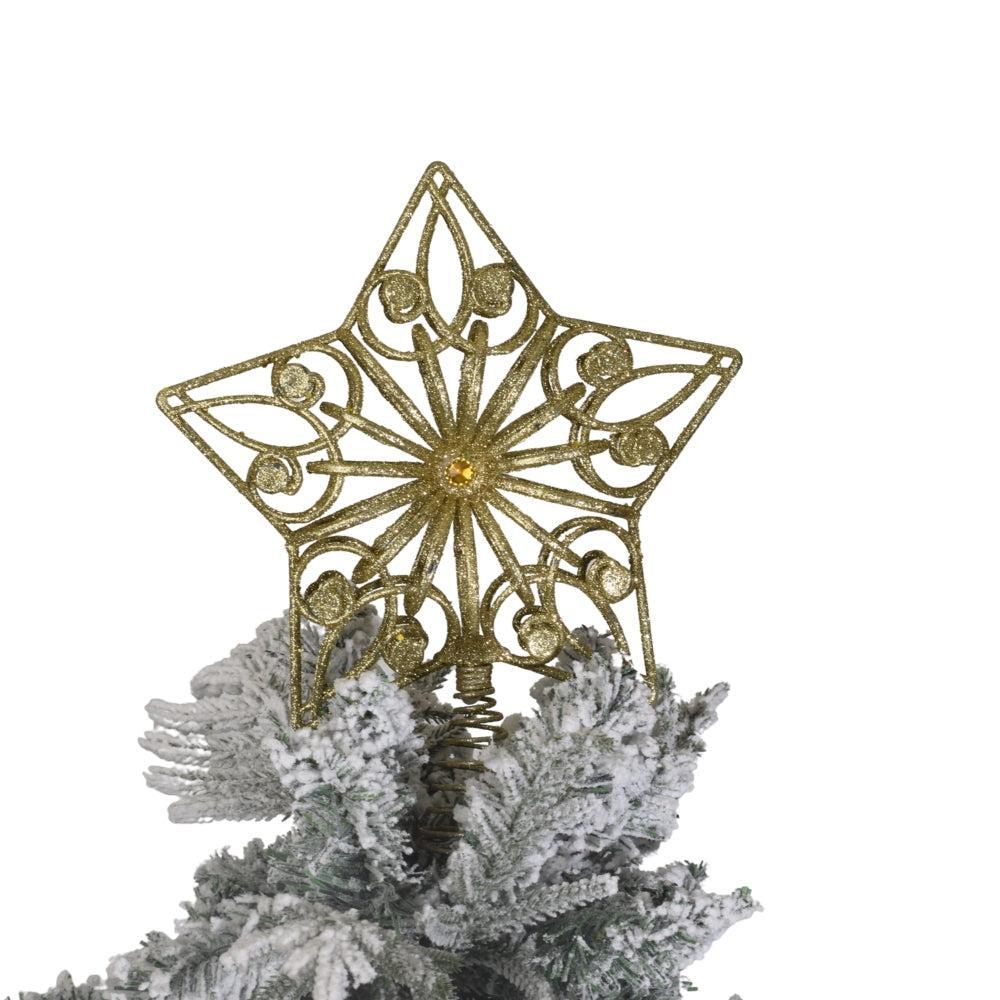 Gold Glitter Star Christmas Tree Topper Shatterproof for Christmas Tree Decorations Xmas Treetop Tree Crown Holiday Ornament