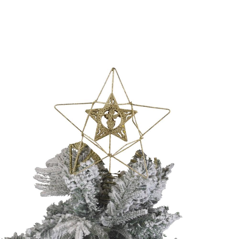 Gold Glitter Star Christmas Tree Topper Shatterproof for Christmas Tree Decorations Xmas Treetop Tree Crown Holiday Ornament