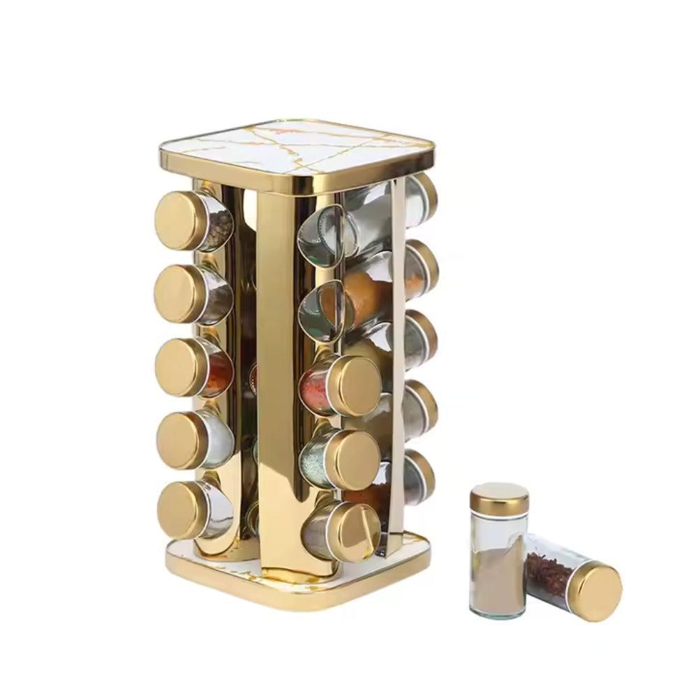 Golden Color Round Spice Tool Newest Kitchen Storage Spice Bottle Holder Round Spice Rack