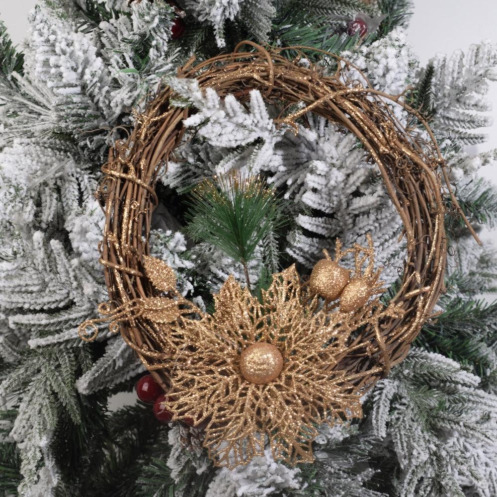 Golden Glitter Christmas Wreath Decoration