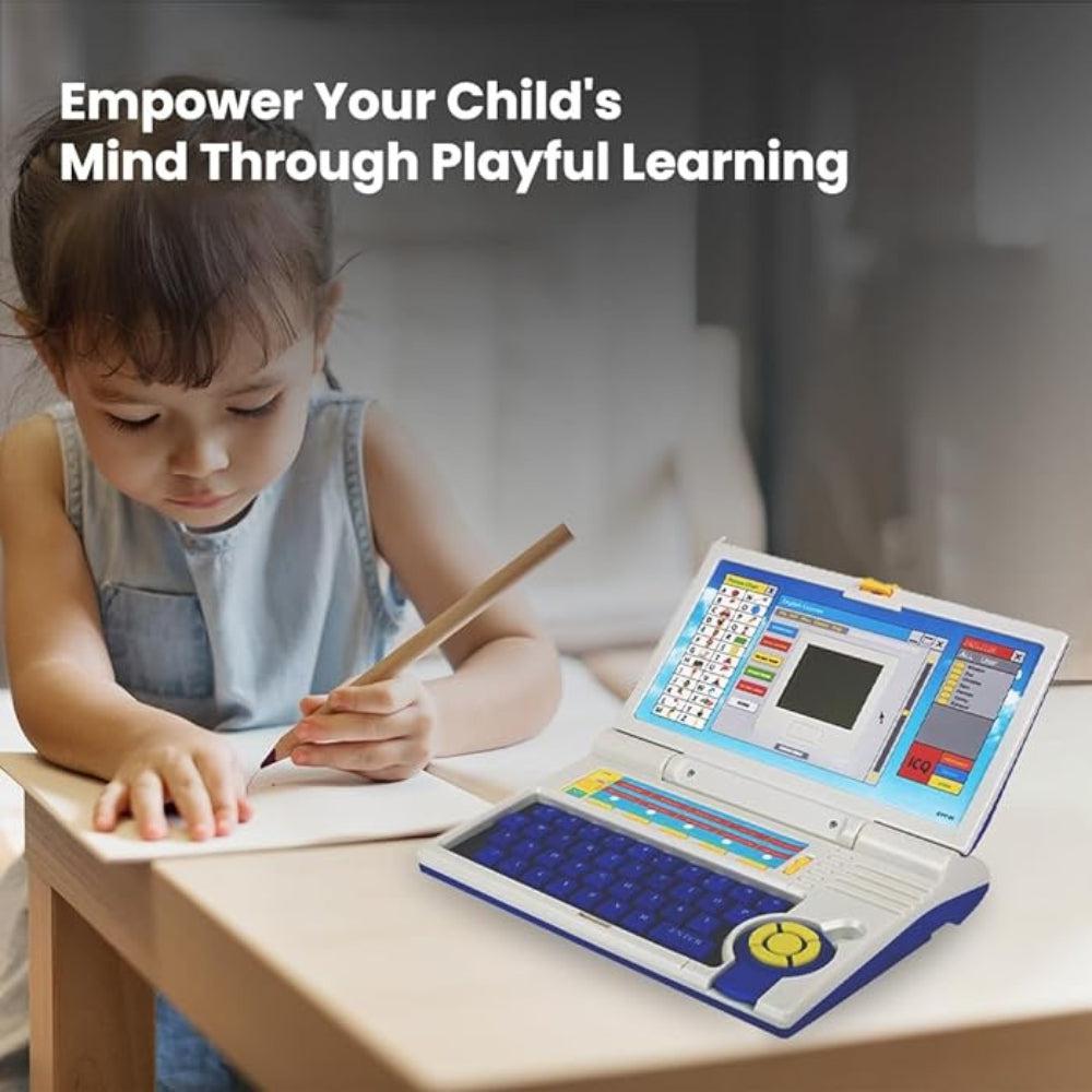 Gooyo GY-1101 Plug & Play Educational Laptop Toy With 20 Learning & Playing Activities | Blue & White Color, Dual Power Supply Source: Micro USB Cable (Included) & 3xAA Battery