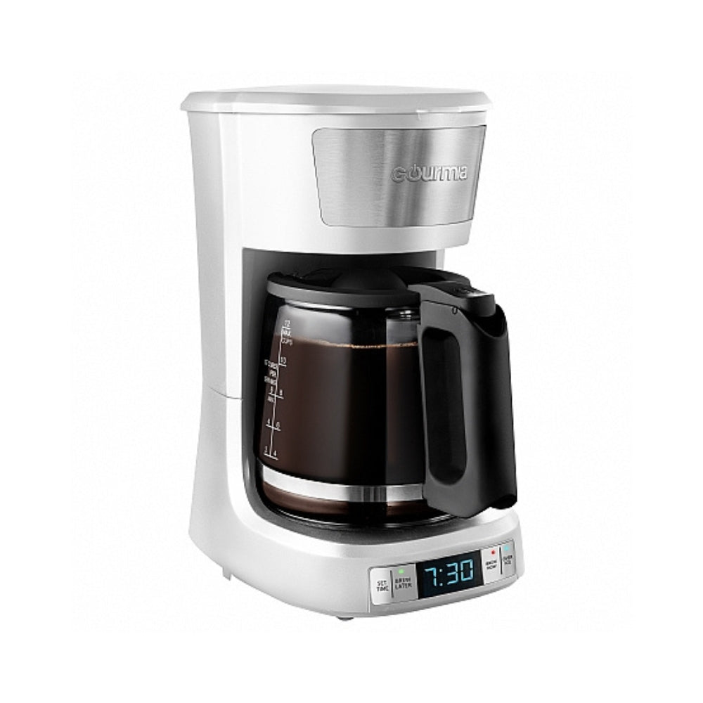 Gourmia GCM3259W 12-Cup Programmable Hot & Iced Coffee Maker With Brew Later, Keep Warm, Freshness Timer, And Pause & Serve