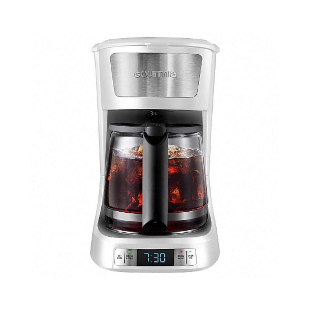 Gourmia GCM3259W 12-Cup Programmable Hot & Iced Coffee Maker With Brew Later, Keep Warm, Freshness Timer, And Pause & Serve