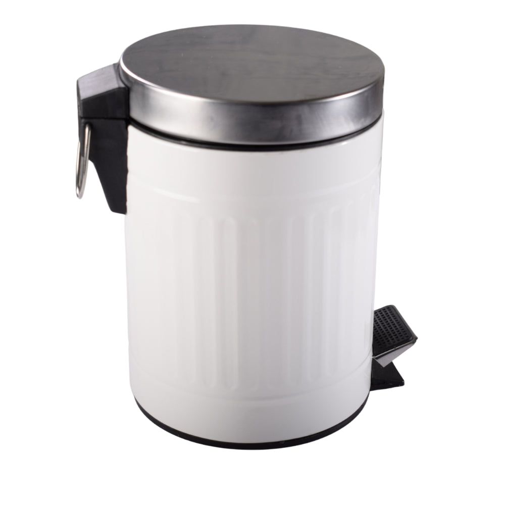 HOMCOM 3L Compact Bin Steel Body Removable Bucket Quiet-Close Lid w/Pedal Handle Lid Rubbish Trash Can Home Office Bedroom Bathroom Living Room Garbage Tidy Clean White