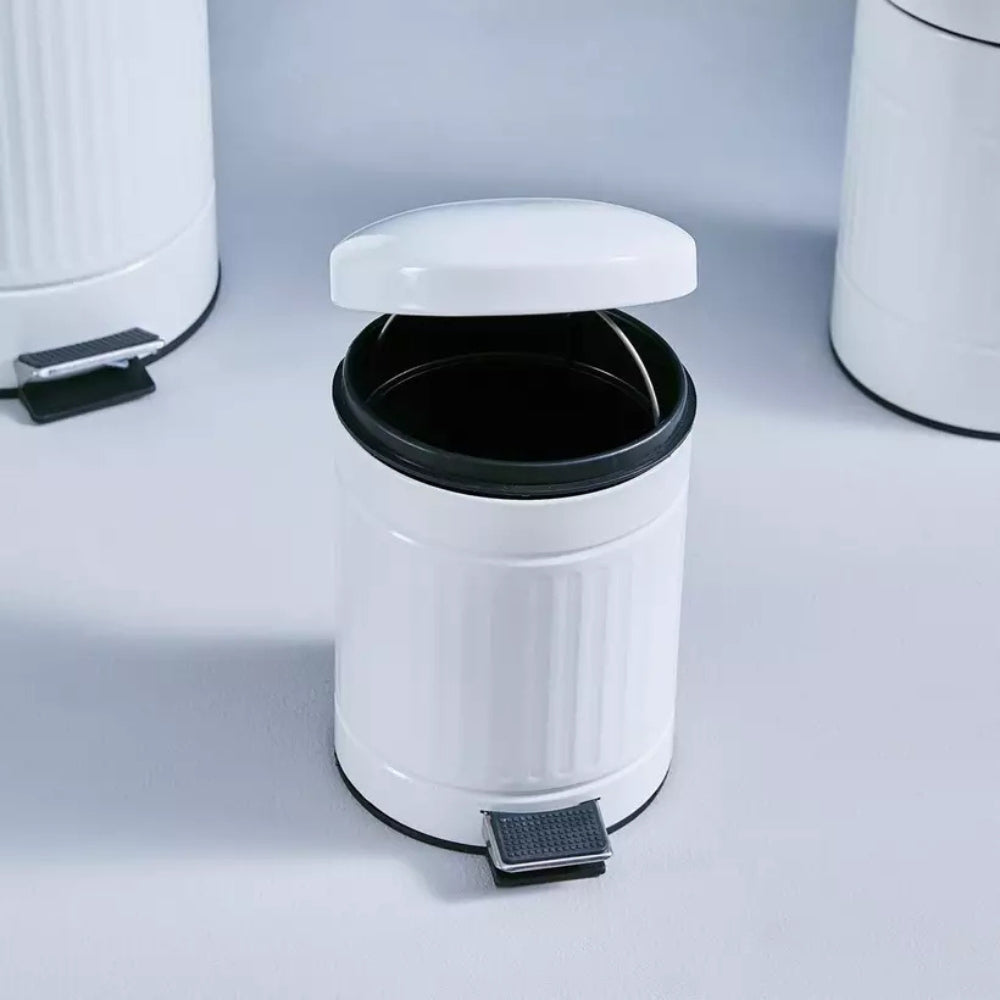 HOMCOM 3L Compact Bin Steel Body Removable Bucket Quiet-Close Lid w/Pedal Handle Lid Rubbish Trash Can Home Office Bedroom Bathroom Living Room Garbage Tidy Clean White