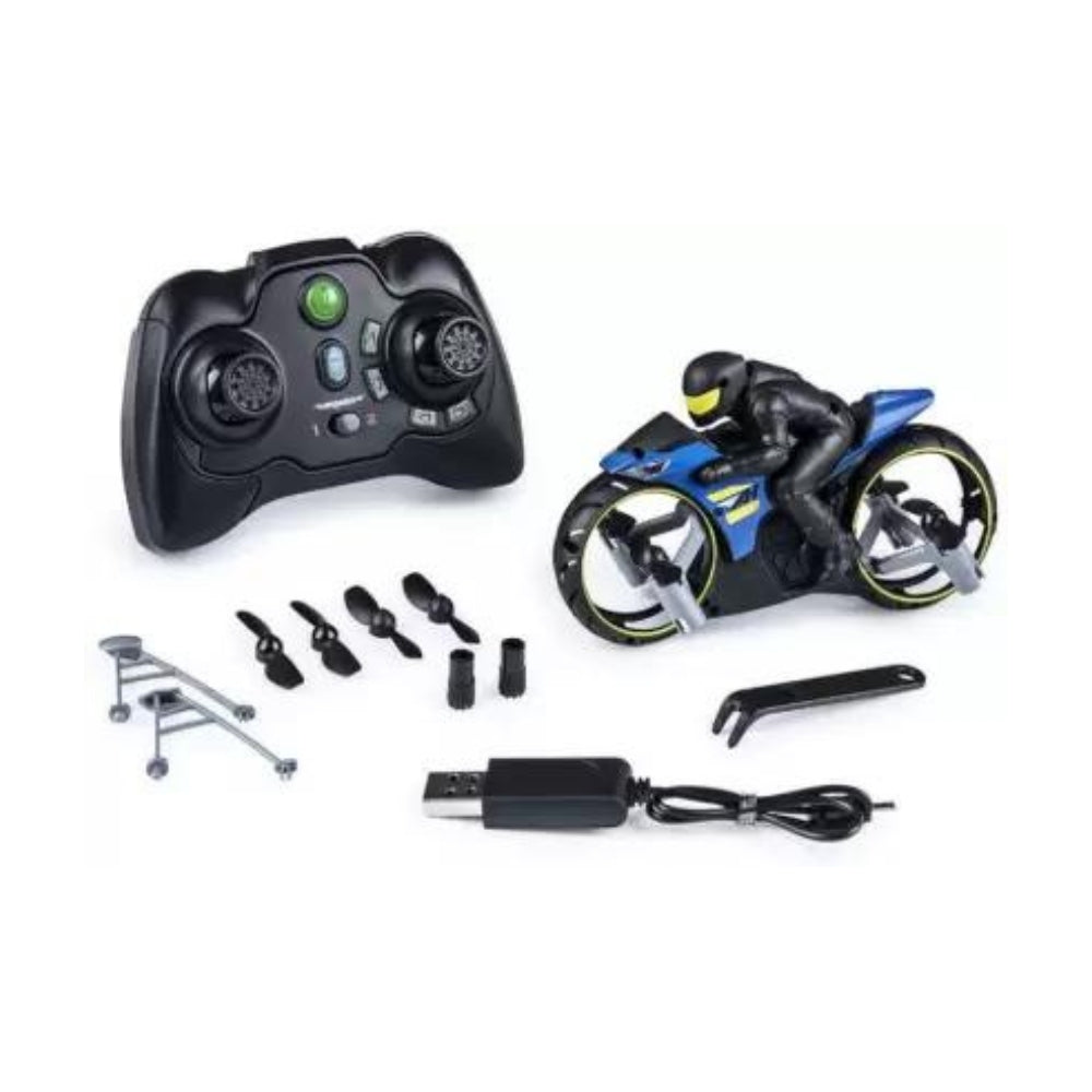 HRSGS Flight Rider, 2-In-1 Remote Control Stunt Motorcycle For Ground And Air Motor Bike Toys For Kids, Multicolor