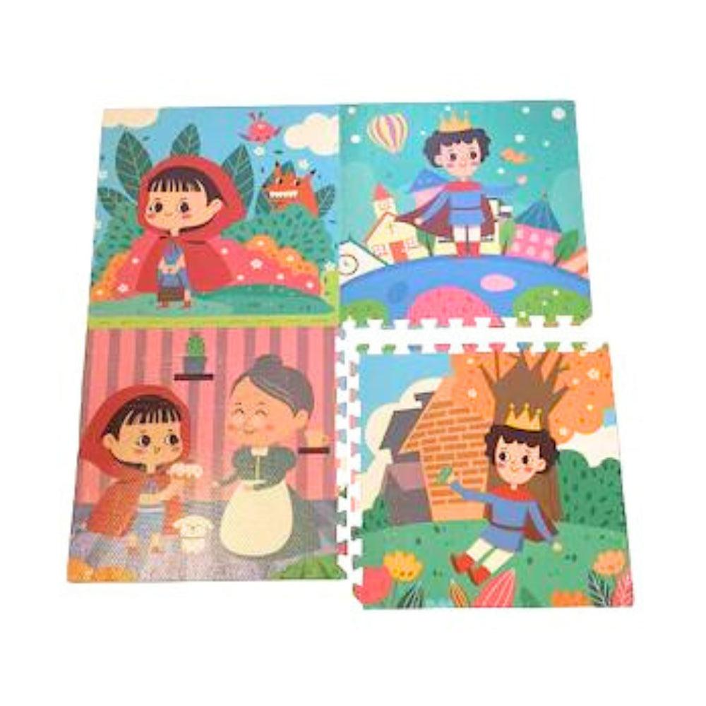 Heat And Waterproof Play Mat, EVA Foam Puzzle Type, Little Red Riding Hood And Small Print, 120 cm, 4 Pcs, 60x60 cm