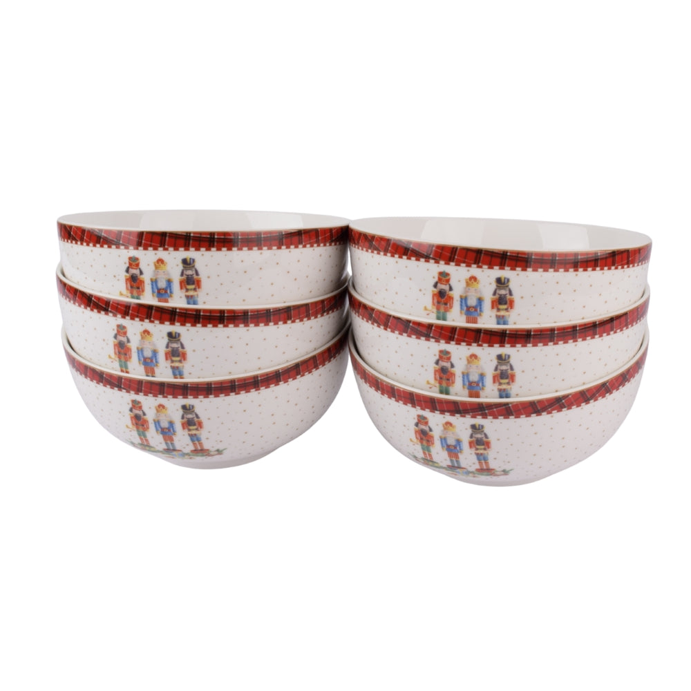 Holiday Nutcracker Porcelain Bowl – 6 Pcs Set 14Cm