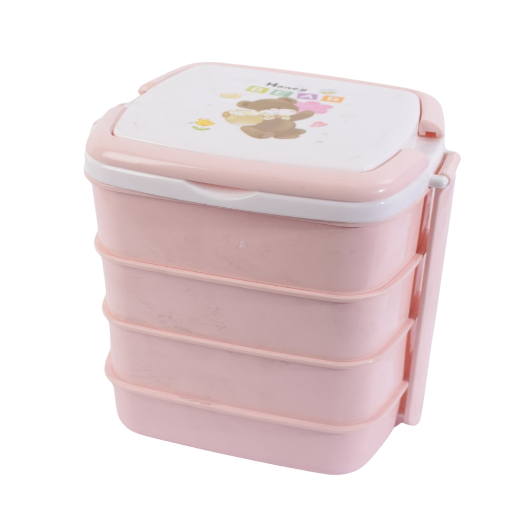Honey Bear 4-Layer Stackable Lunch Box – Pink