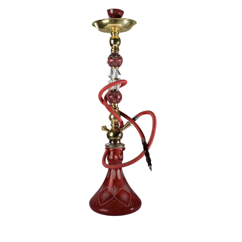 Hookah Complete Set, with Hand Drawn Glass Vase, Ceramic Bowl and Coal Tongs Ashtray, BPA Free, Enhance The Smoking Experience