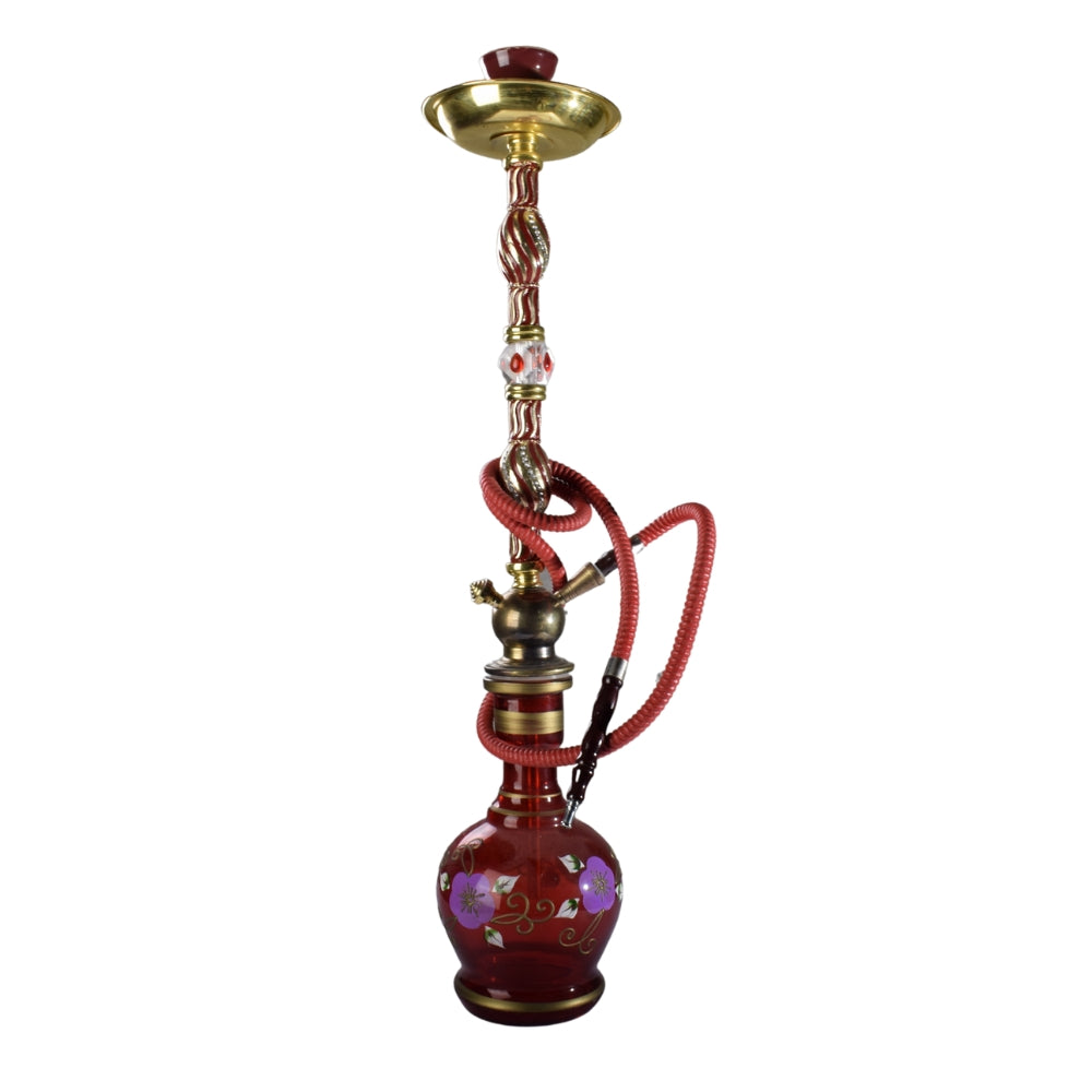 Hookah Complete Set, with Hand Drawn Glass Vase, Ceramic Bowl and Coal Tongs Ashtray, BPA Free, Enhance The Smoking Experience