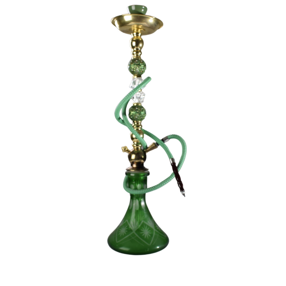 Hookah Complete Set, with Hand Drawn Glass Vase, Ceramic Bowl and Coal Tongs Ashtray, BPA Free, Enhance The Smoking Experience