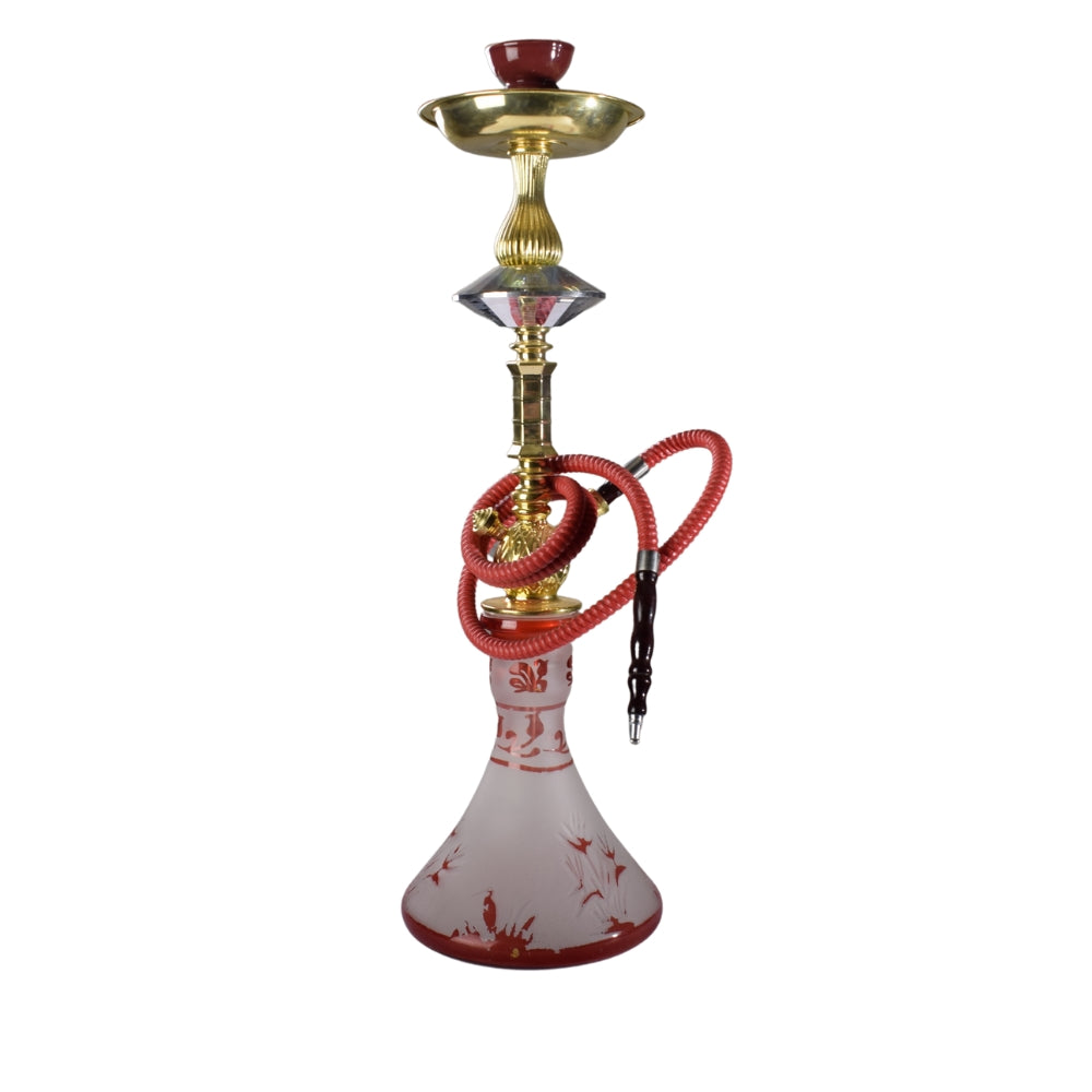 Hookah Complete Set, with Hand Drawn Glass Vase, Ceramic Bowl and Coal Tongs Ashtray, BPA Free, Enhance The Smoking Experience