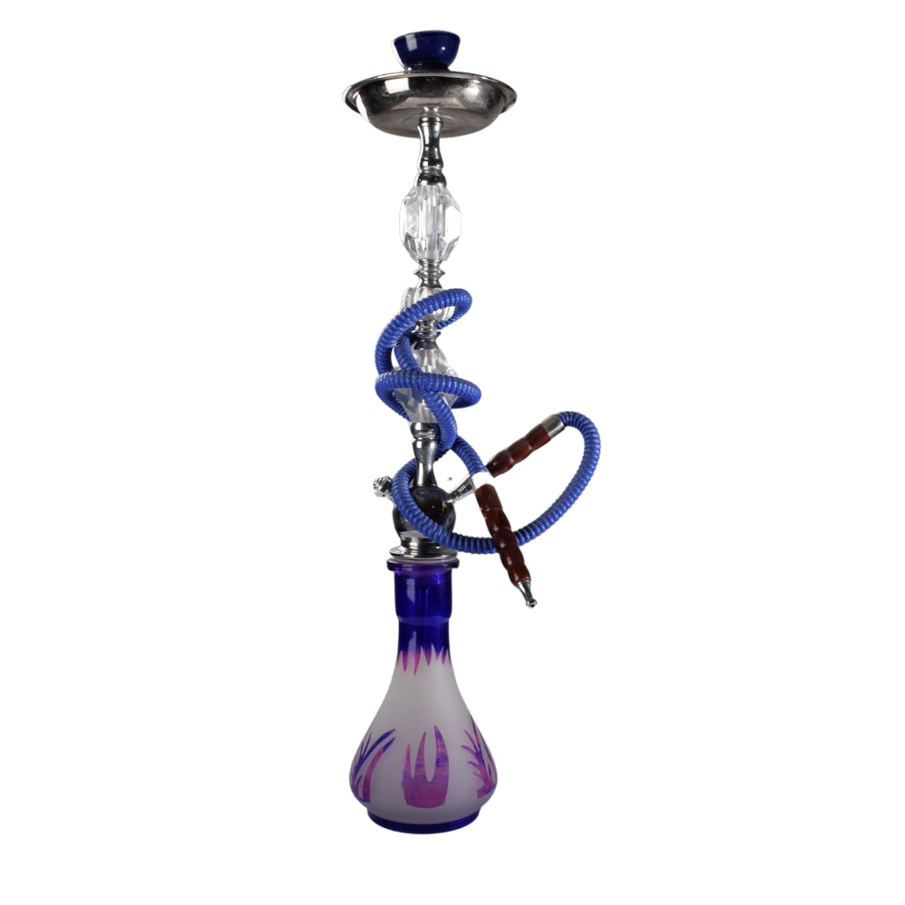 Hookah Complete Set, with Hand Drawn Glass Vase, Ceramic Bowl and Coal Tongs Ashtray, BPA Free, Enhance The Smoking Experience